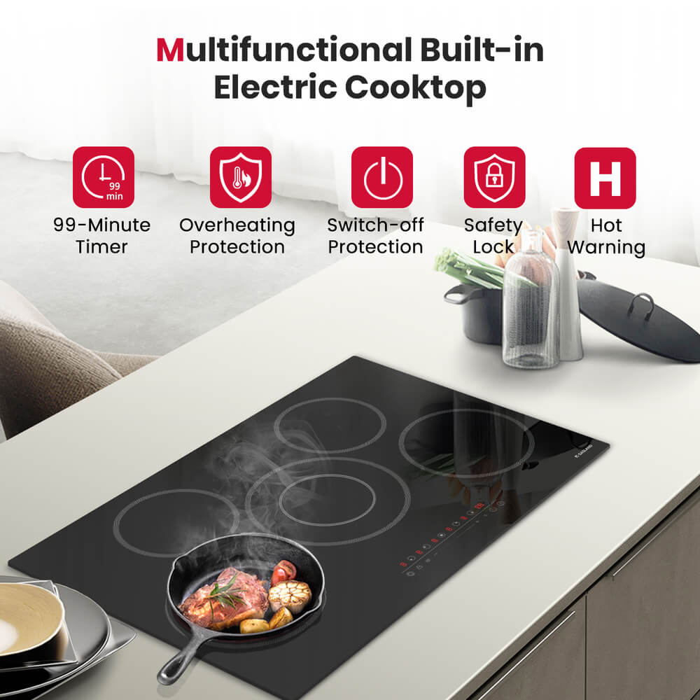 GASLAND 30 Inch 5 Burner Dual-Ring Element Sensor Touch Ceramic Cooktop
