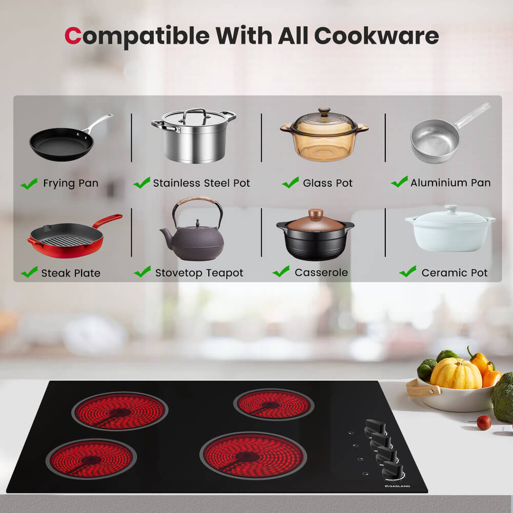 GASLAND 30" 4 Burner Knob Control Electric Cooktop