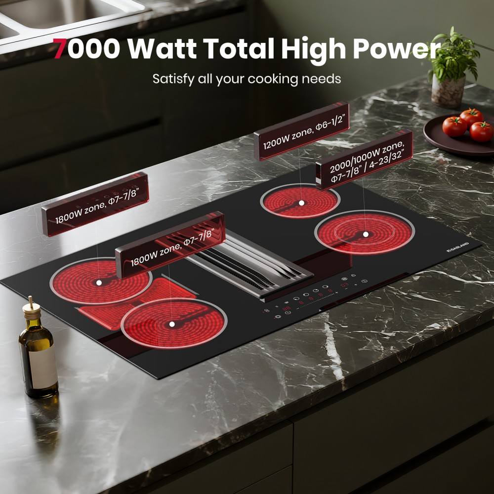 GASLAND 30'' 4 Burner Downdraft Vent Electric Ceramic Cooktop