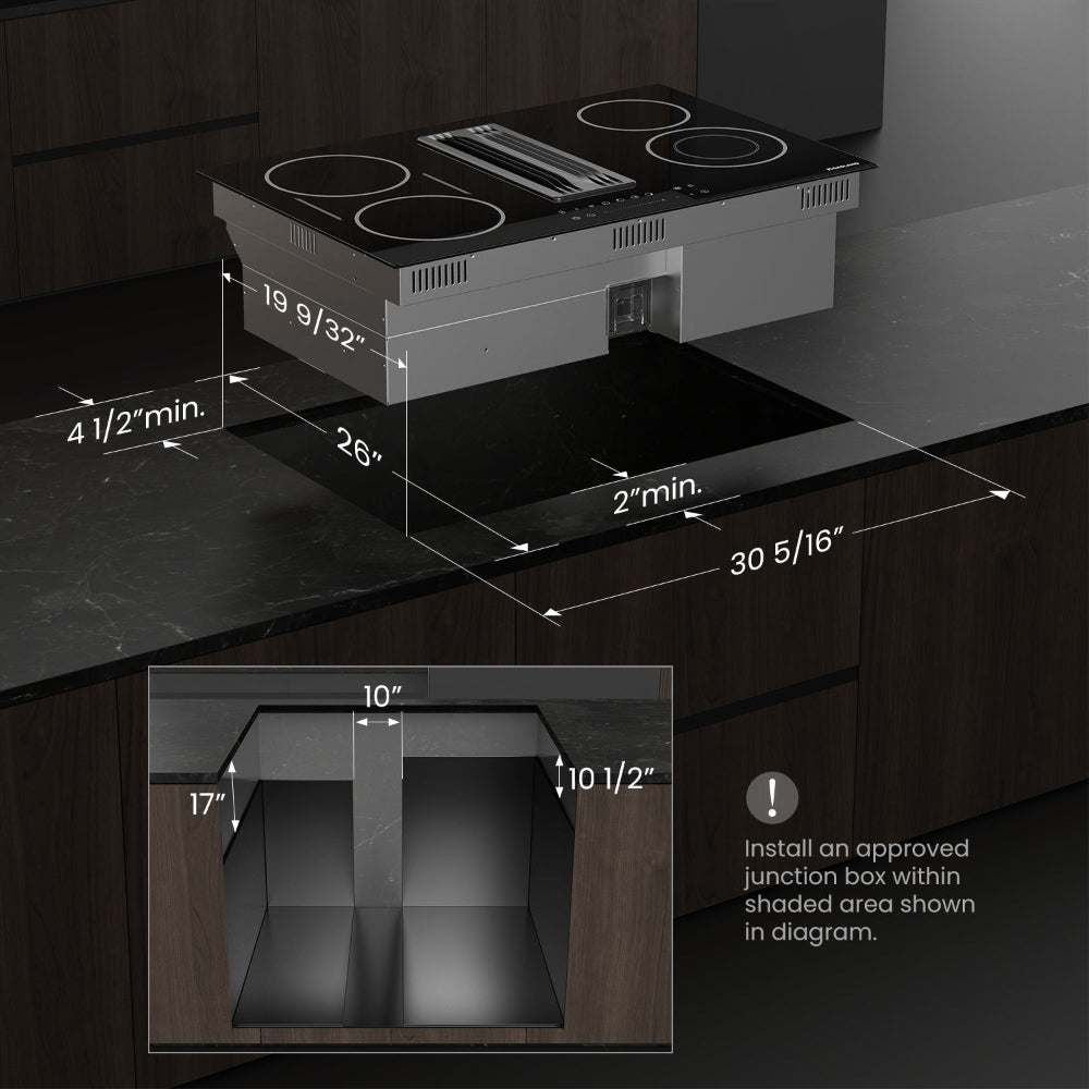 GASLAND 30'' 4 Burner Downdraft Vent Electric Cooktop