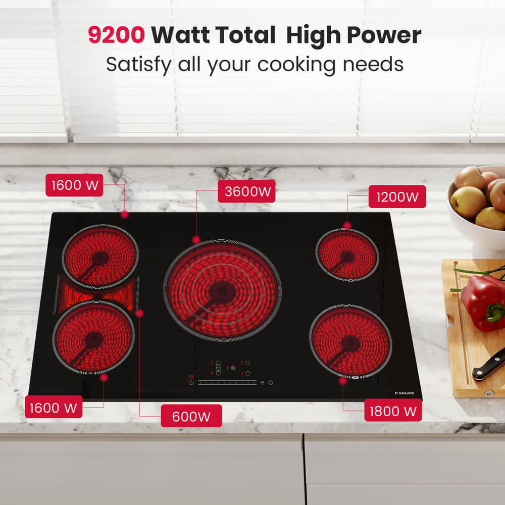 GASLAND 36 Inch 5 Burner Flexzone Slide Touch Control Ceramic Electric Cooktop for Wholesale
