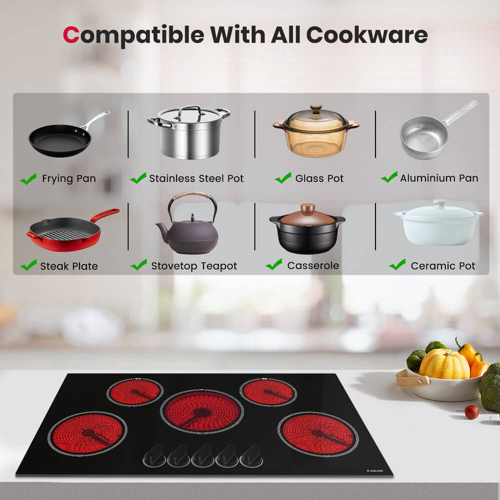 GASLAND 36 Inch 5 Burner Knob Control Radiant Ceramic Cooktop for Wholesale
