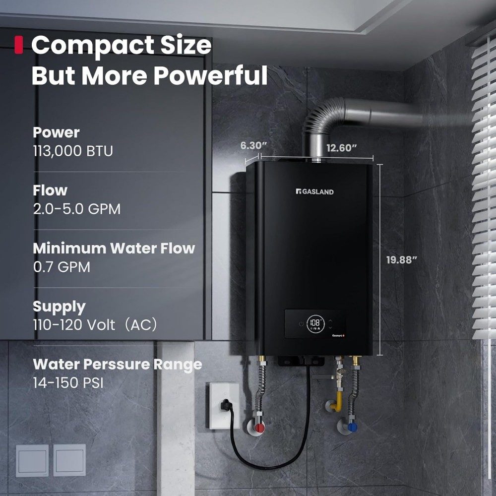 GASLAND Gasmart C 5.0 GPM Indoor Propane Water Heater with 3" Vent Pipe