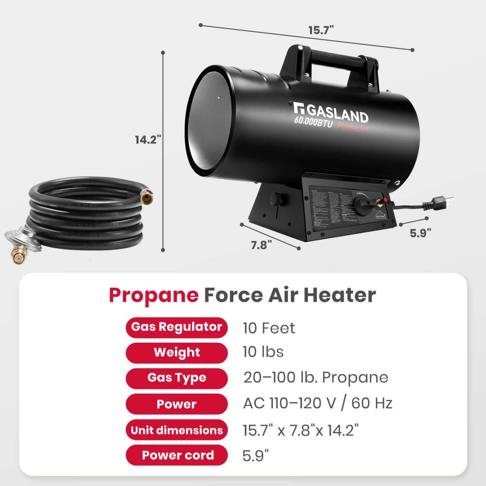 GASLAND Flame Jet Propane Force Air Heater 60,000 BTU