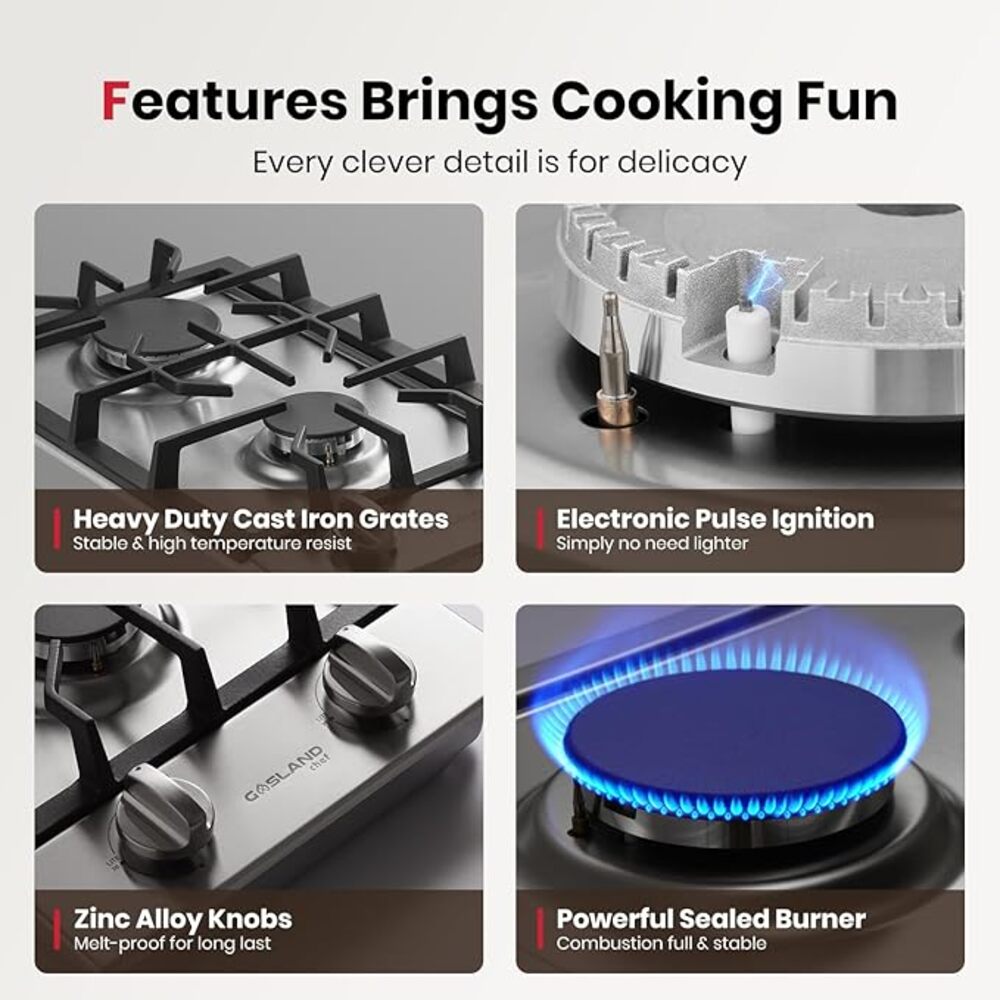 GASLAND 12 Inch 2 Burner Stainless Steel Gas Cooktop for Wholesale