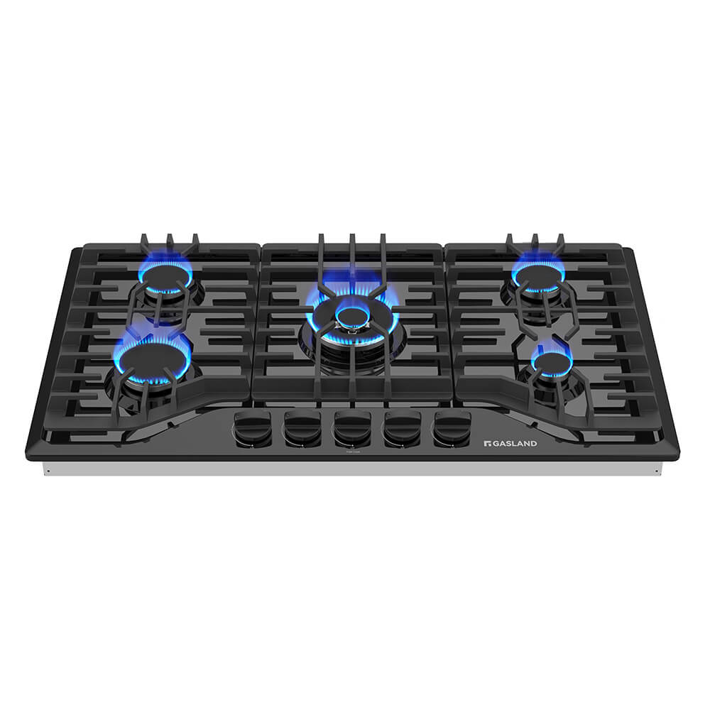 GASLAND 36 Inch 5 Burner Black Enamel Wok Burner Gas Cooktop for Wholesale