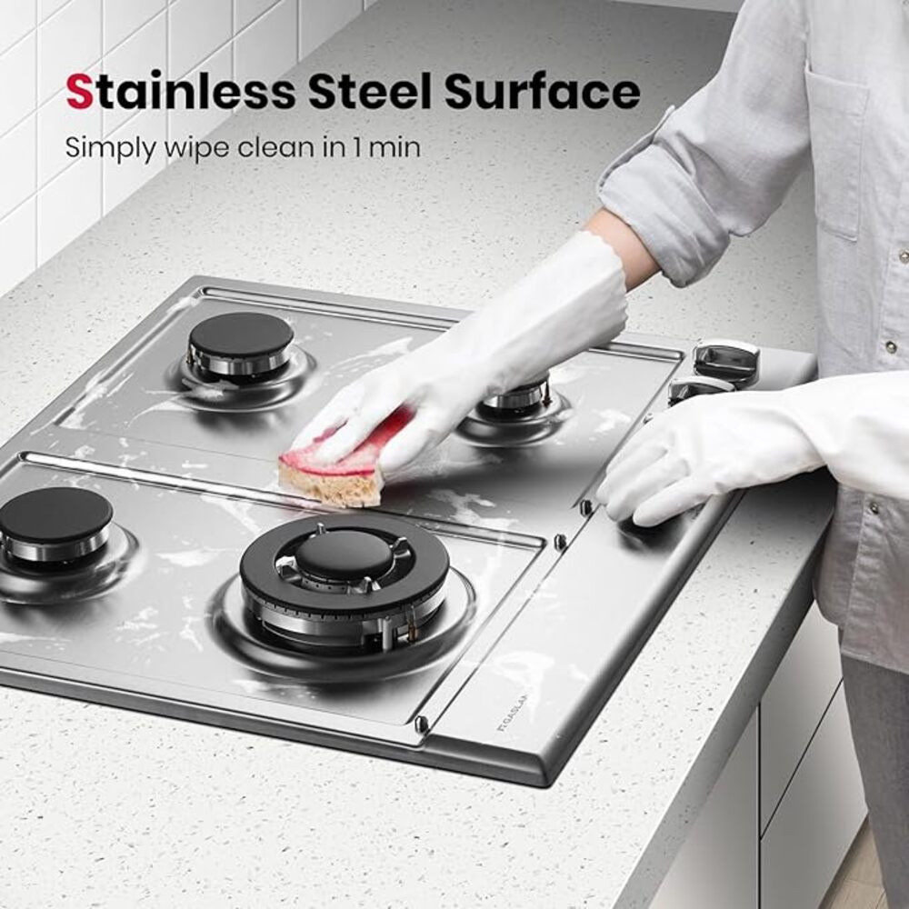 GASLAND 24" 4 Burner Stainless Steel Gas Cooktop With Griddle