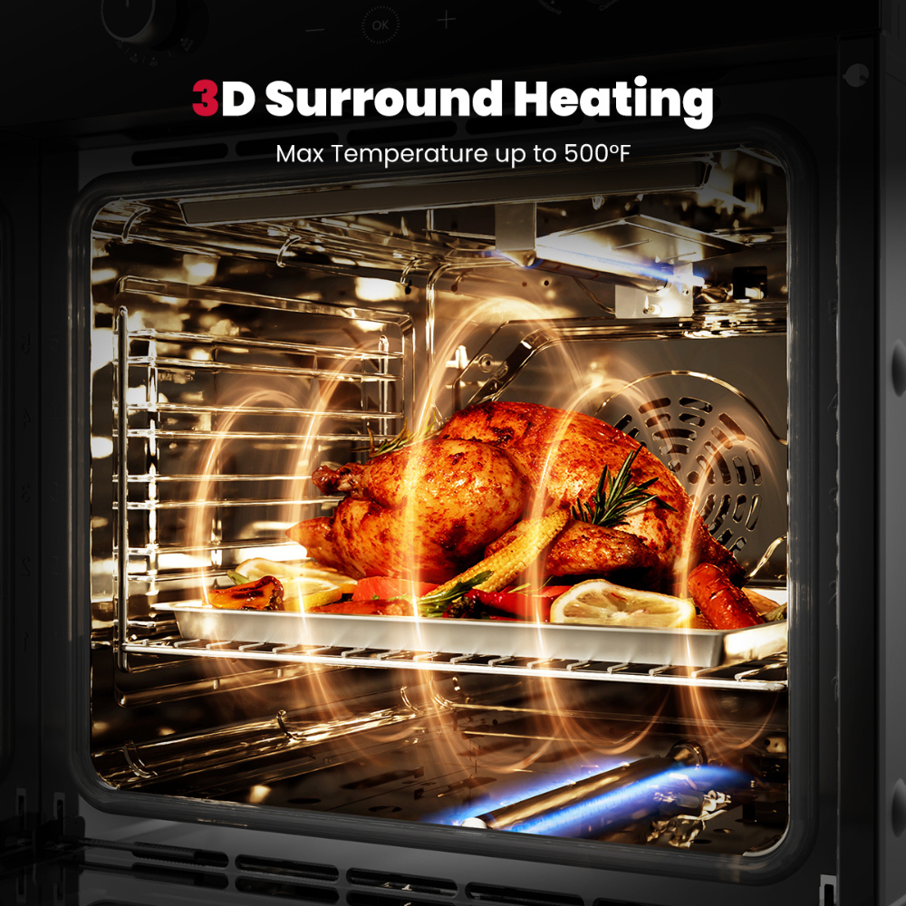 GASLAND 24" 2.12 Cu.ft Built-in Convection Single Wall Gas Oven with Rotisserie