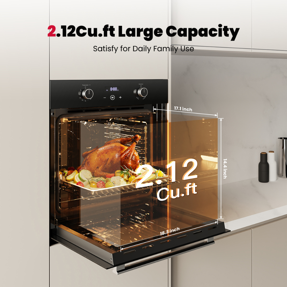 GASLAND 24" 2.12 Cu.ft Built-in Convection Single Wall Gas Oven with Rotisserie