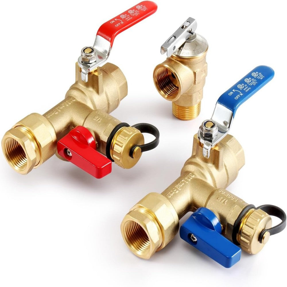 GASLAND 3/4" Tankless Water Heater Service Valve Kit with Pressure Relief Valve