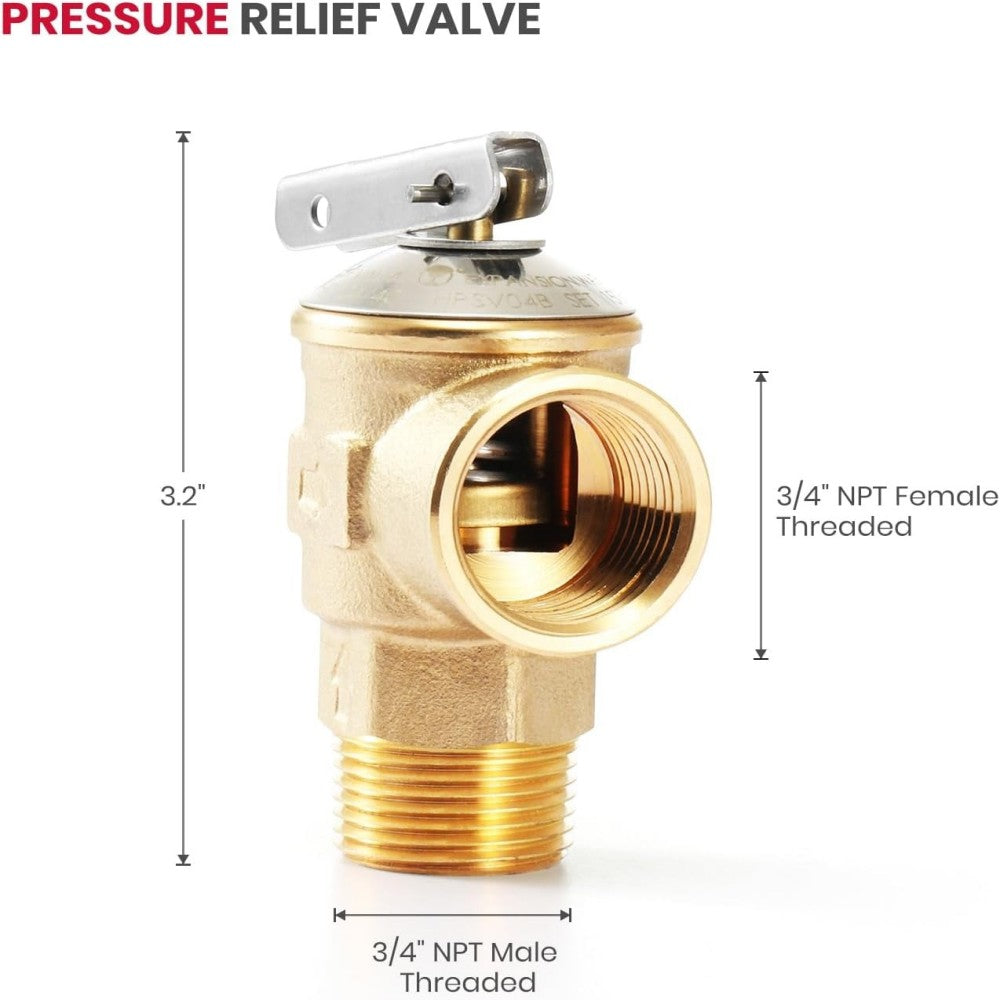 GASLAND 3/4" Tankless Water Heater Service Valve Kit with Pressure Relief Valve