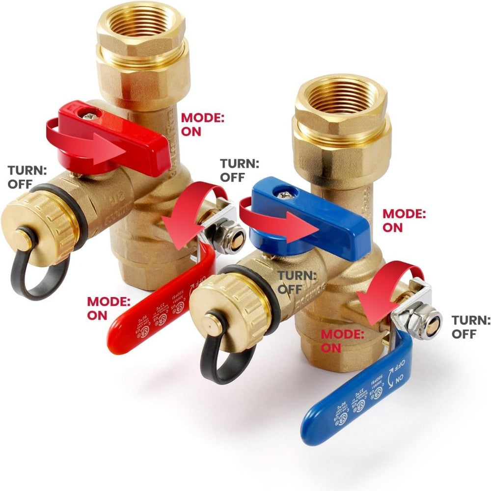 GASLAND 3/4" Tankless Water Heater Service Valve Kit with Pressure Relief Valve