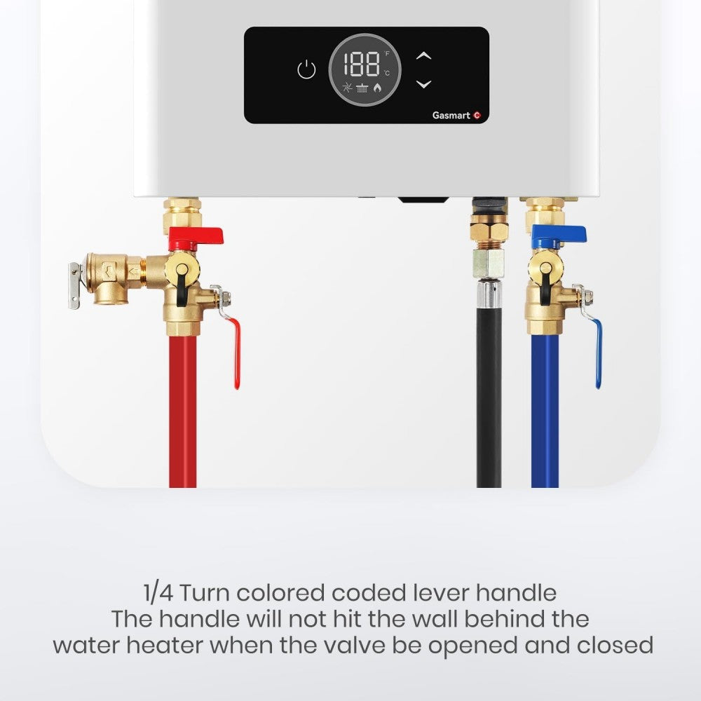 GASLAND 3/4" Tankless Water Heater Service Valve Kit with Pressure Relief Valve