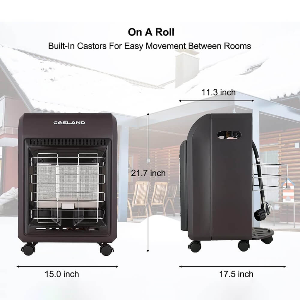GASLAND MHA18BN Propane Heater with LP Regulator Hose, 18,000 BTU Warm Area up to 450 sq. ft Ultra Quiet Portable LP Gas Heater - Brown