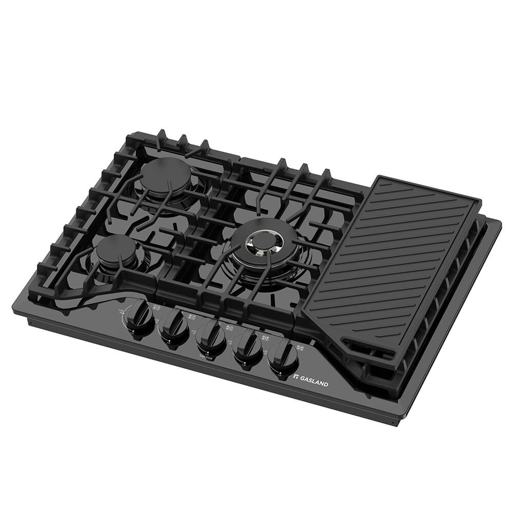 GASLAND 30 Inch 5 Burner Black Enamel Gas Cooktop with Griddle for Wholesale