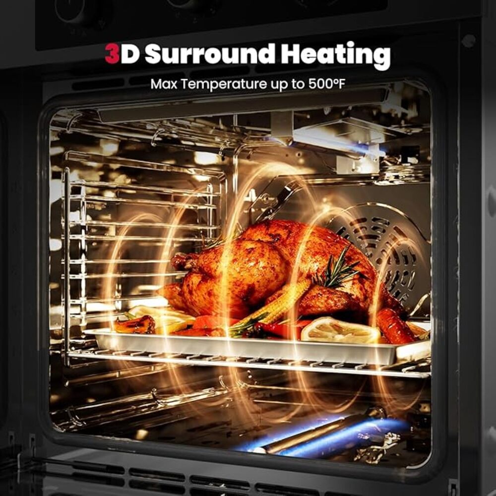 GASLAND 24" 2.12 Cu.ft Stainless Steel Convection Gas Single Wall Oven with Rotisserie