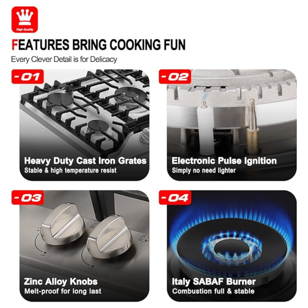 GASLAND 36" 5 Burner Stainless Steel Gas Cooktop