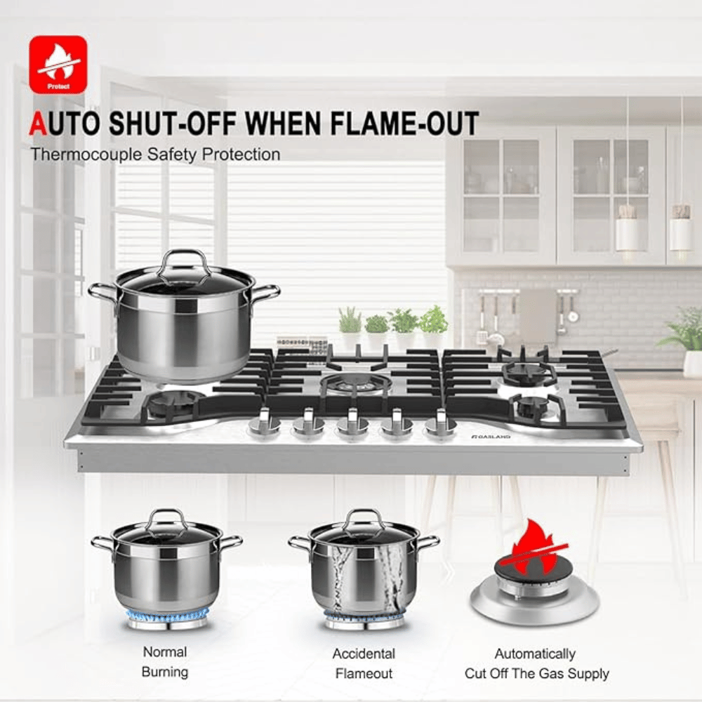 GASLAND 36 Inch 5 Burner NG/LPG Convertible Built-in Gas Cooktop for Wholesale