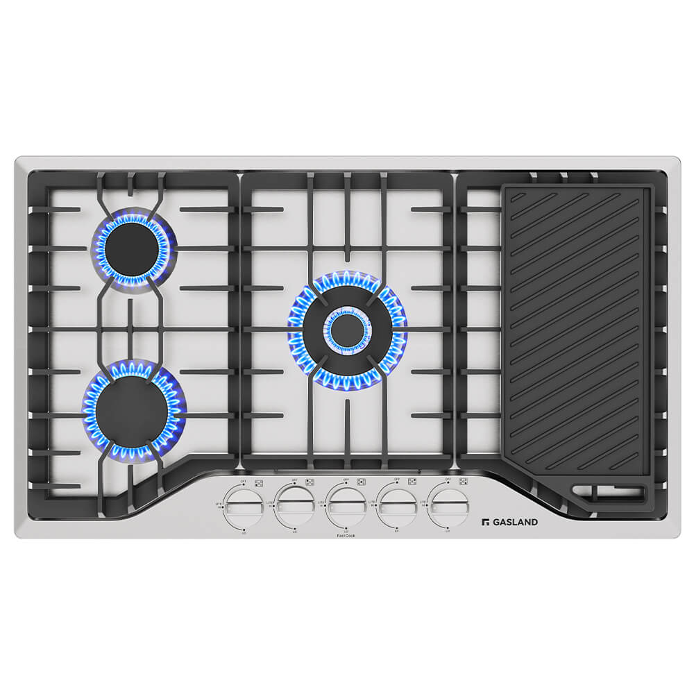GASLAND 36" 5 Burner Stainless Steel Gas Cooktop with Griddle