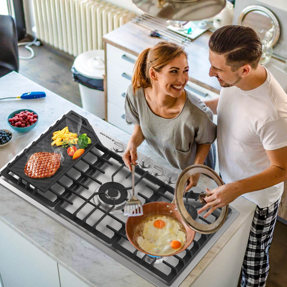GASLAND 36" 5 Burner Stainless Steel Gas Cooktop with Griddle