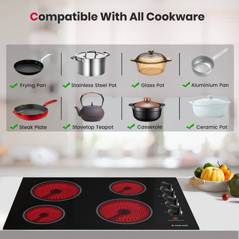 GASLAND 30" 4 Burner Knob Control Electric Cooktop