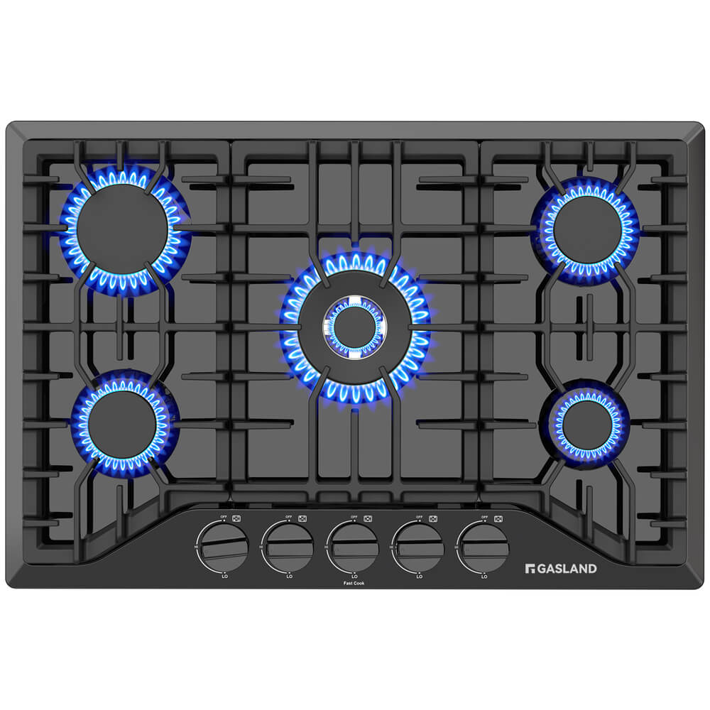 GASLAND 30 Inch 5 Burner Black Enamel Wok Burner Gas Cooktop for Wholesale