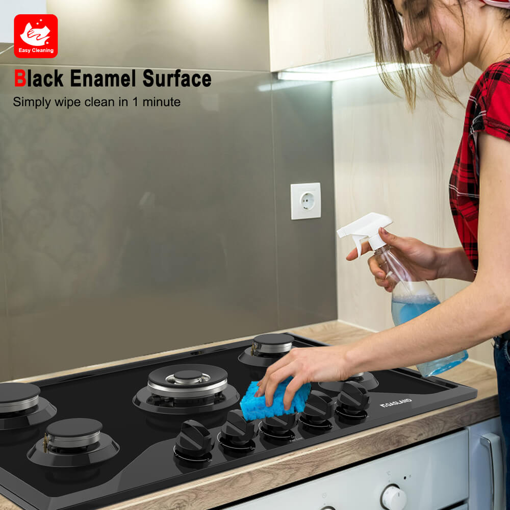 GASLAND 30 Inch 5 Burner Black Enamel Wok Burner Gas Cooktop for Wholesale