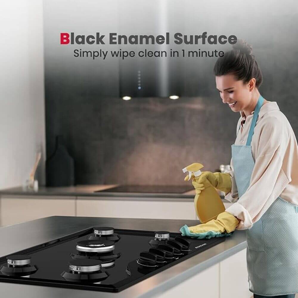 GASLAND 36 Inch 5 Burner Black Enamel Wok Burner Gas Cooktop for Wholesale