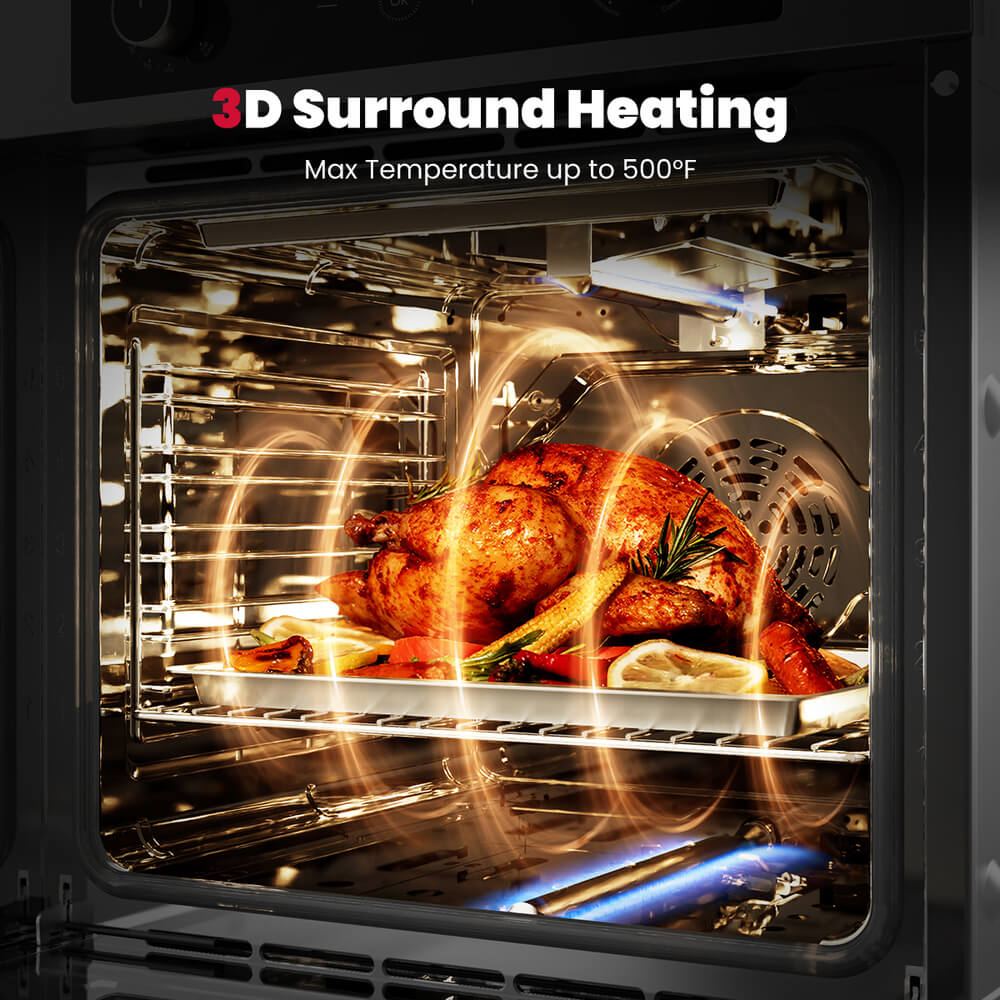 GASLAND 24" 2.12 Cu.ft Built-in Convection Single Wall Gas Oven with Rotisserie