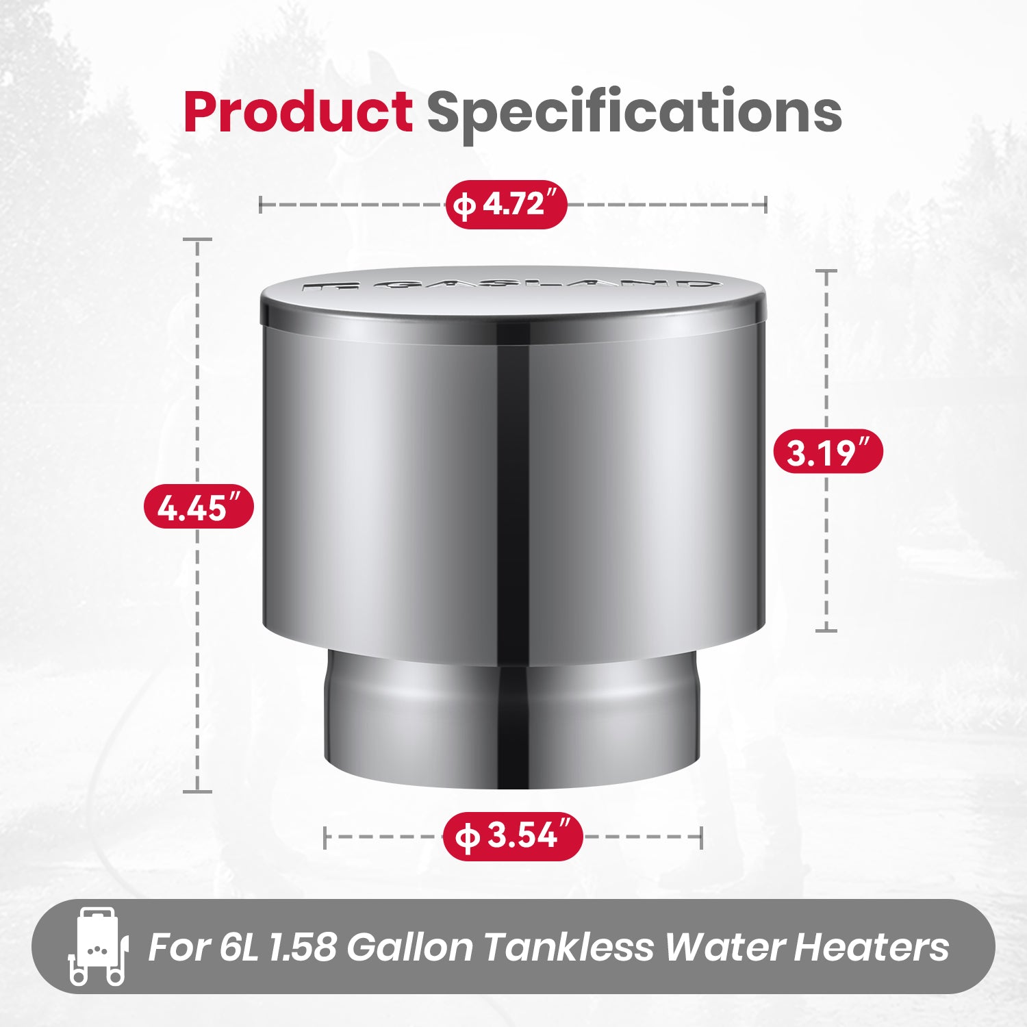 3.54 Inch Rain Cap For GASLAND 1.58GPM Water Heater