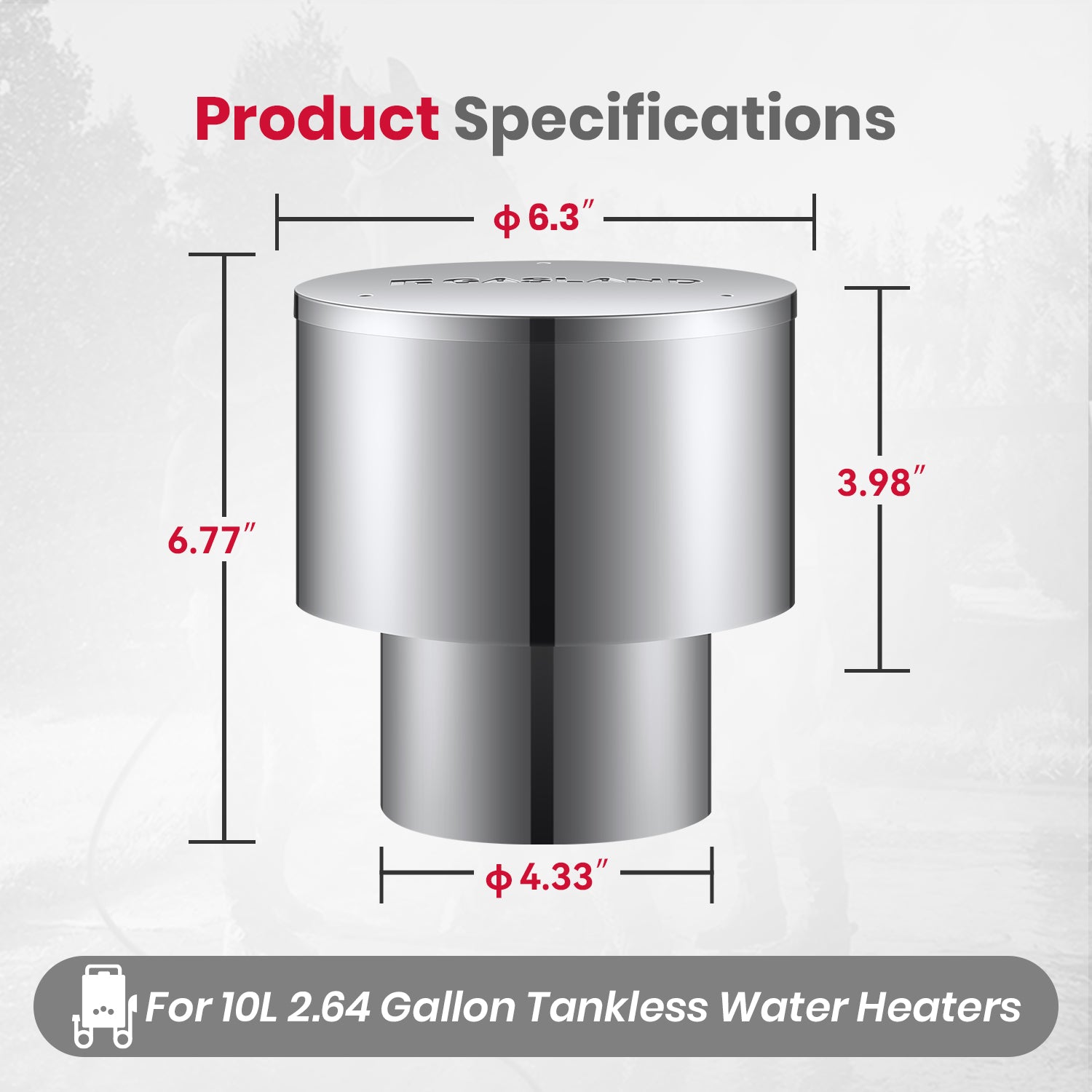4.33 Inch Rain Cap For GASLAND 2.64/3.18/4.22GPM Water Heater