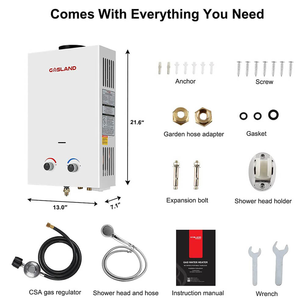 GASLAND 1.32 GPM 5L 34,000BTU Outdoor Portable Tankless Water Heater