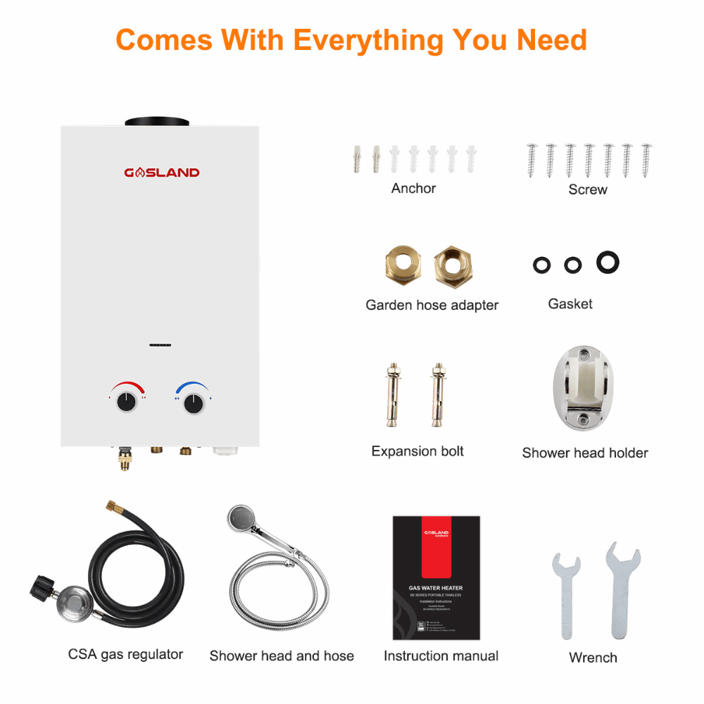 GASLAND 1.32 GPM 5L 34,000BTU Outdoor Portable Tankless Water Heater