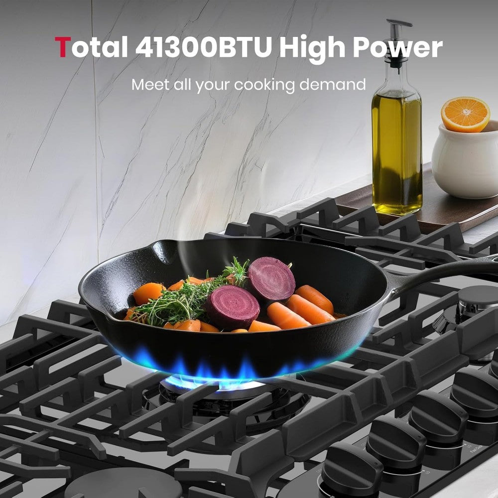 GASLAND 36 Inch 5 Burner Black Enamel Wok Burner Gas Cooktop for Wholesale