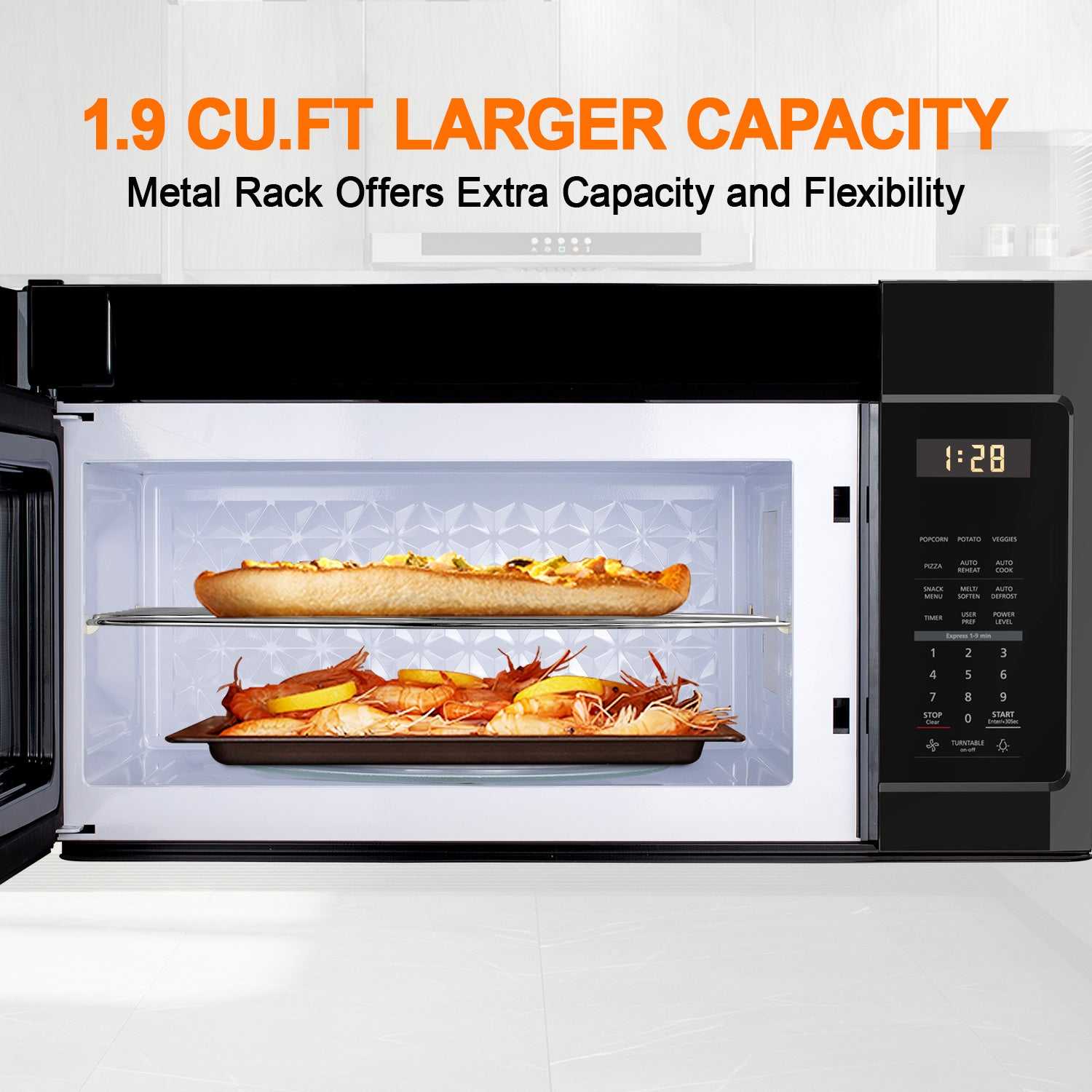 Gasland Chef Gasland 30 Inch Over the Range Microwave Oven with 1.9 Cu. Ft. Capacity, 1000 Watts, 300 CFM Exhaust Fan and LED Light, 13.5" Glass Turntable, Black