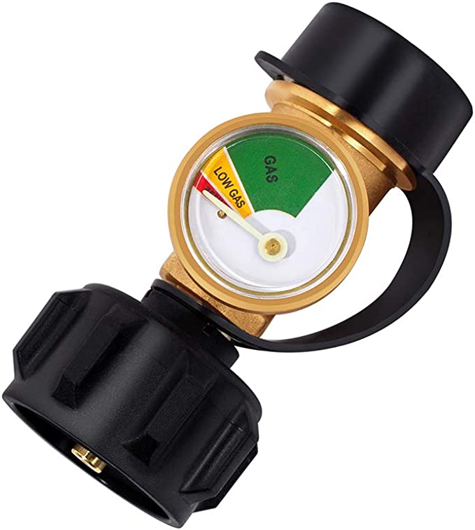 GASLAND Propane Tank Gauge Level Indicator, ACME/QCC1/Type1 Propane Adapter  Fittings with Gauge, Propane Meter Universal for Propane Cylinder, RV  Camper, BBQ Gas Grill, Heater