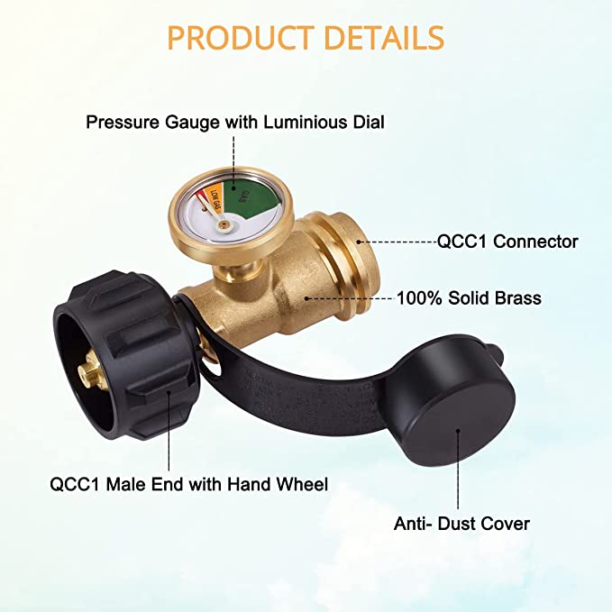 HIGH LOW GAS PRESSURE GAUGE LEVEL INDICATOR PROPANE LPG BOTTLE CYLINDER UK  POL