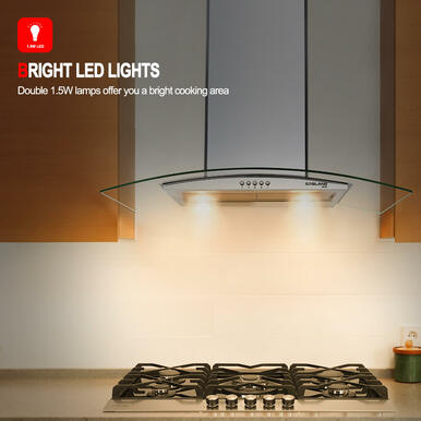 Gasland Chef 36''Wall Mount Vent Hood with Tempered Glass -Push Button Control-Stainless Steel