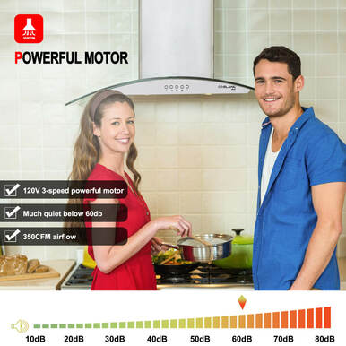 Gasland Chef 36''Wall Mount Vent Hood with Tempered Glass -Push Button Control-Stainless Steel