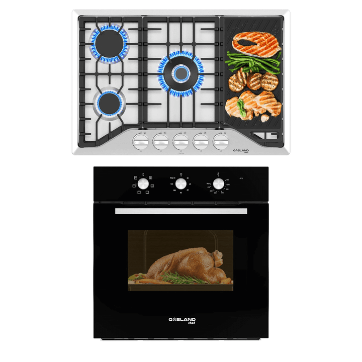 2 Piece Kitchen Appliances Packages 30" Gas Cooktops & 24" Electric Wall Oven