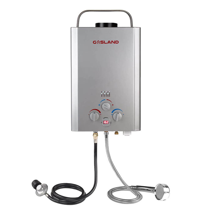 GASLAND 1.58GPM 6L Portable Propane Gas Instant Hot Water Heater - 41,000 BTU Red Digital Screen