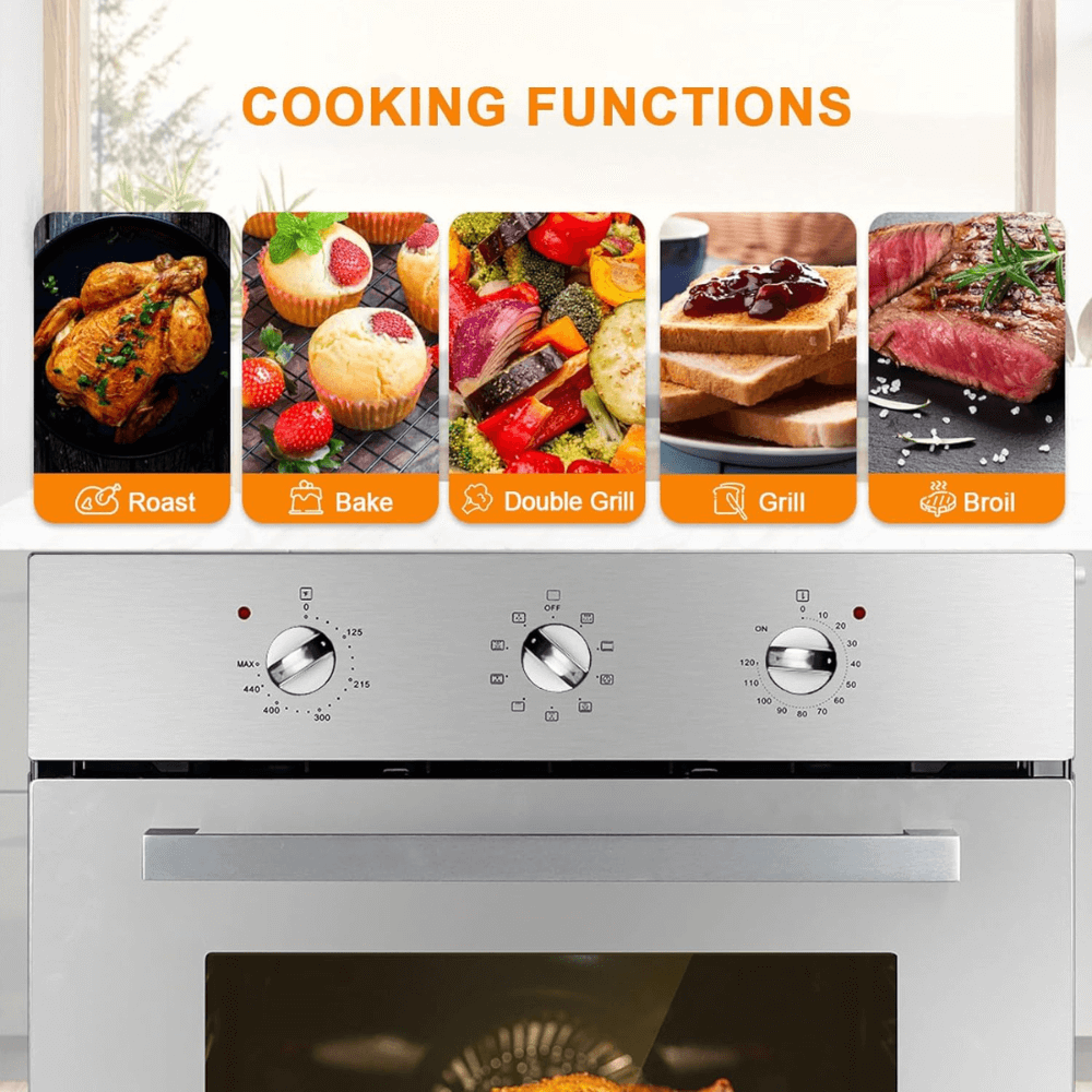 24 In. 2.3 cu.f Built-in Electric Single Wall Oven with Rotisserie - Silver