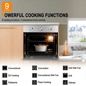 24 In. 2.3 cu.f Built-in Electric Single Wall Oven with Rotisserie - Silver
