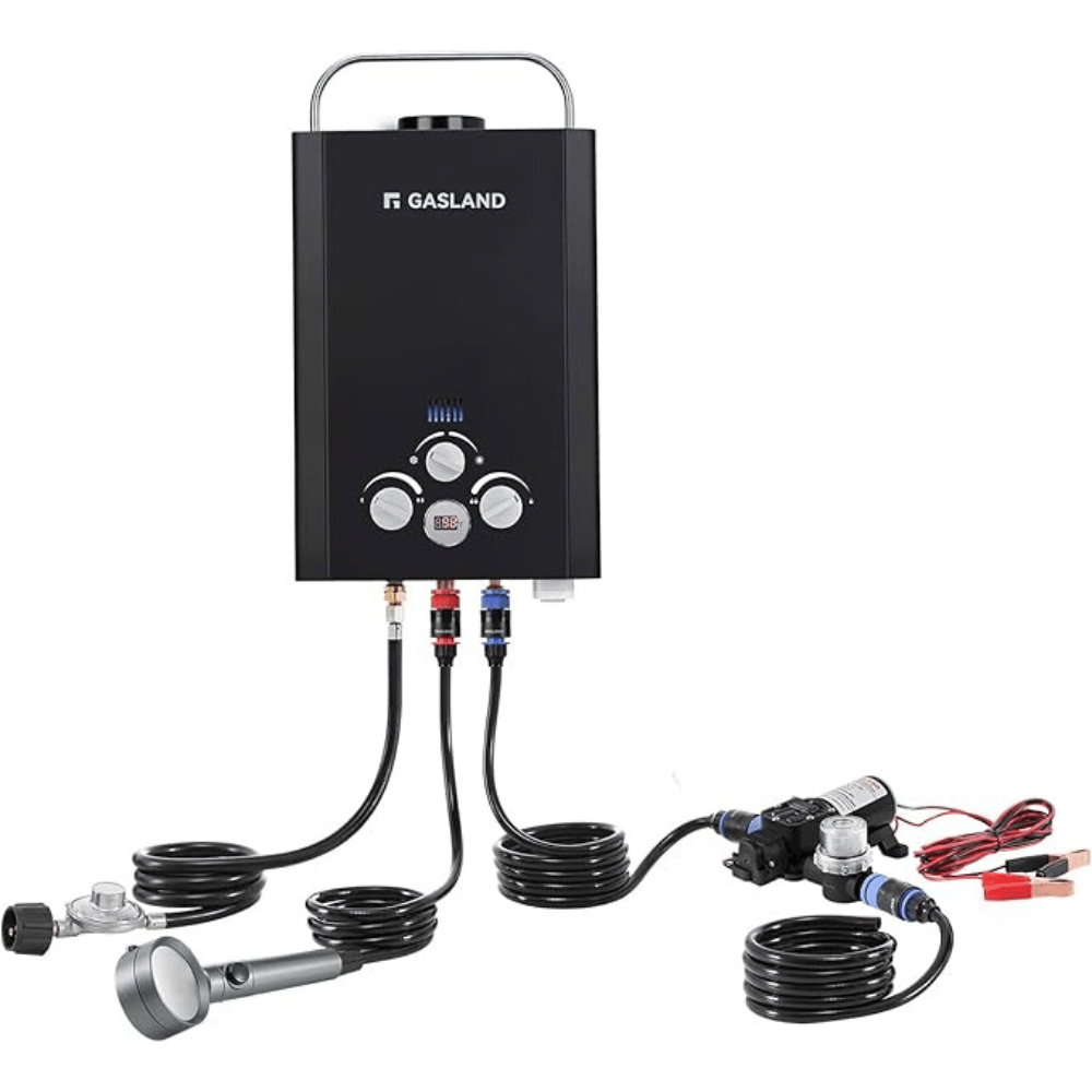 GASLAND 1.58GPM 6L 41,000 BTU Digital Screen Portable Propane Tankless Water Heater with Water Pump