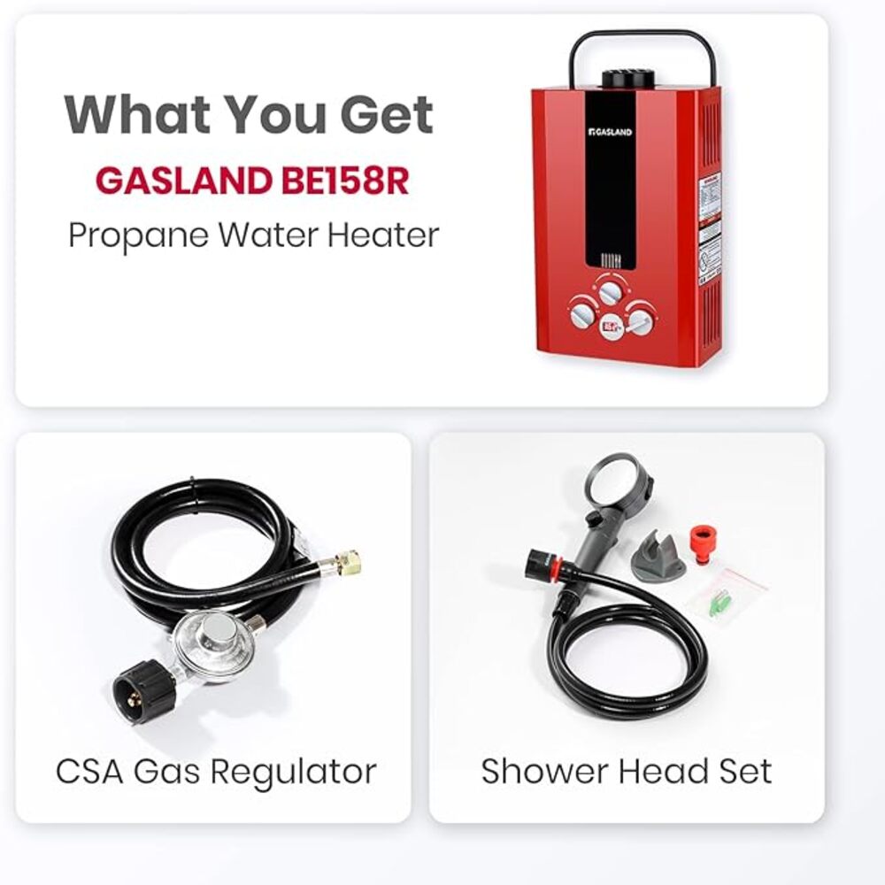 Portable Tankless Propane Water Heater - 1.58GPM 6L Digital Screen