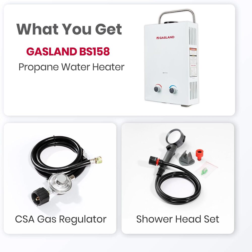 GASLAND Portable Tankless Propane Water Heater - 1.58GPM 6L 41,000BTU