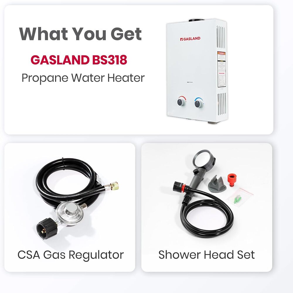 GASLAND Camper Tankless Water Heater - 3.18GPM 12L White