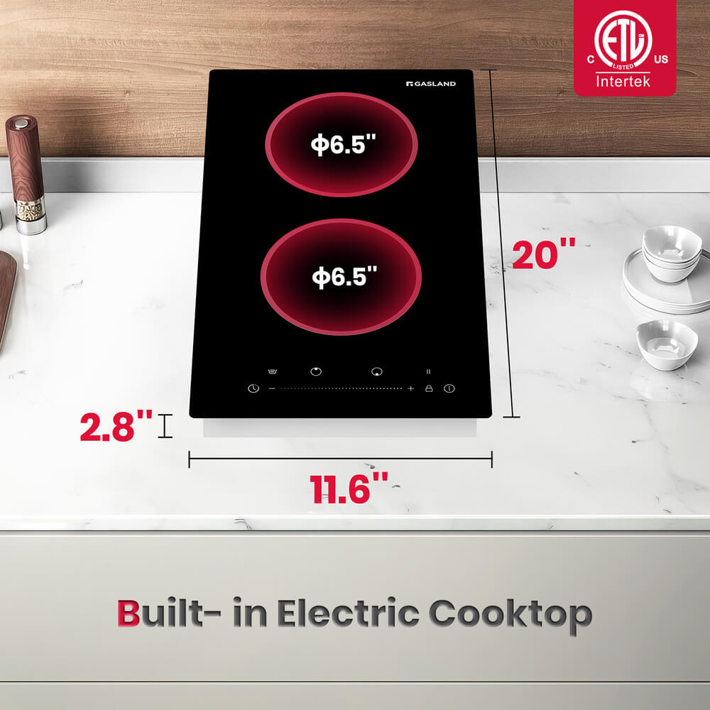 12" 2 Burner Slide Control Electric Cooktop for Hotel