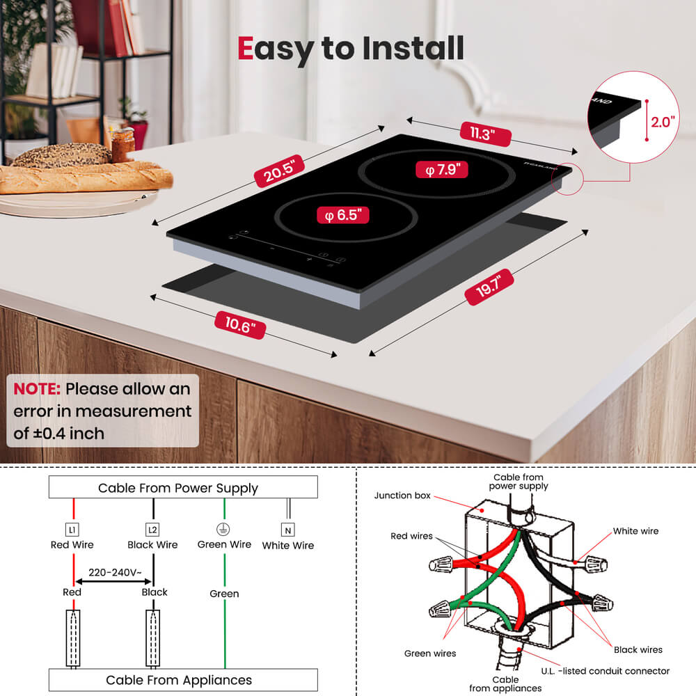 GASLAND 12" 2 Burner Sensor Touch Control Electric Cooktop