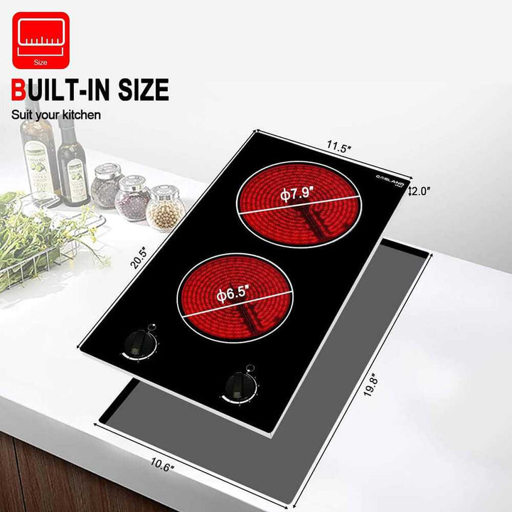 Gasland Chef 12 In. 2 Cooking Zones Electronic Knob Controls Ceramic Cooktop